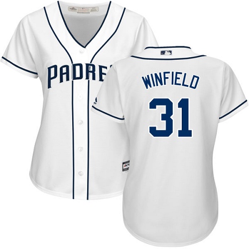 Padres #31 Dave Winfield White Home Women's Stitched MLB Jersey
